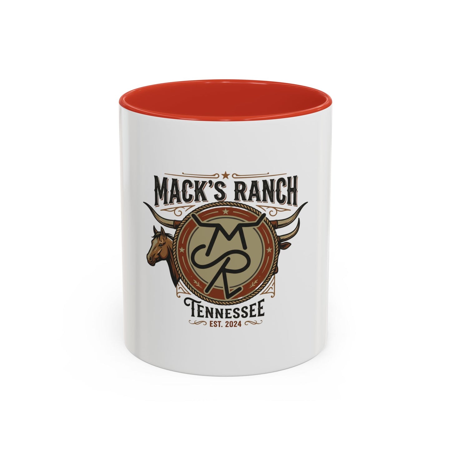 Mack's Ranch Coffee Mug – Western Ranch Logo Accent Mug (11/15oz)