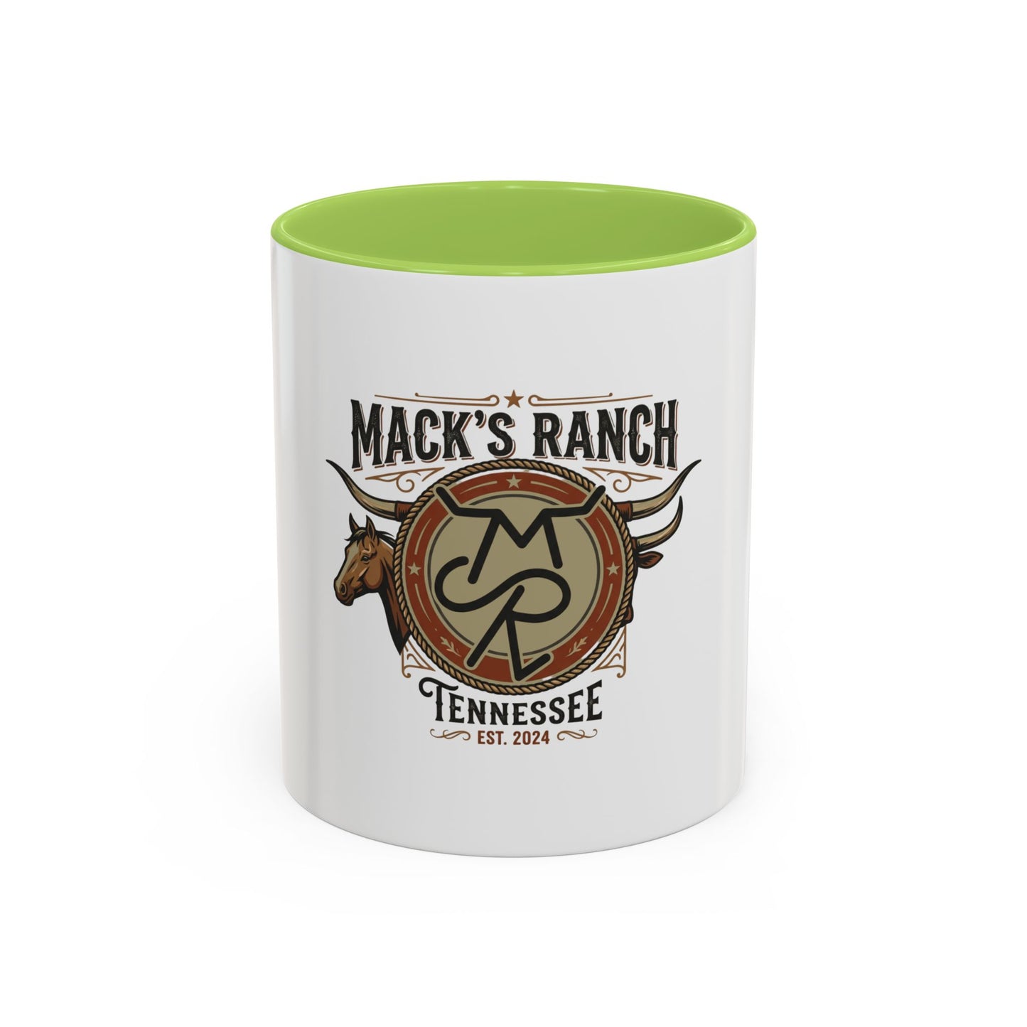 Mack's Ranch Coffee Mug – Western Ranch Logo Accent Mug (11/15oz)