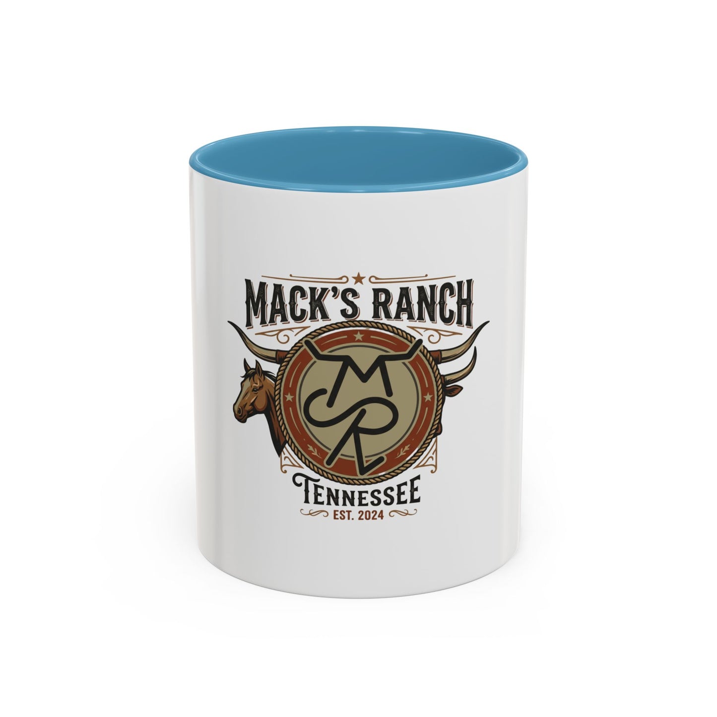 Mack's Ranch Coffee Mug – Western Ranch Logo Accent Mug (11/15oz)