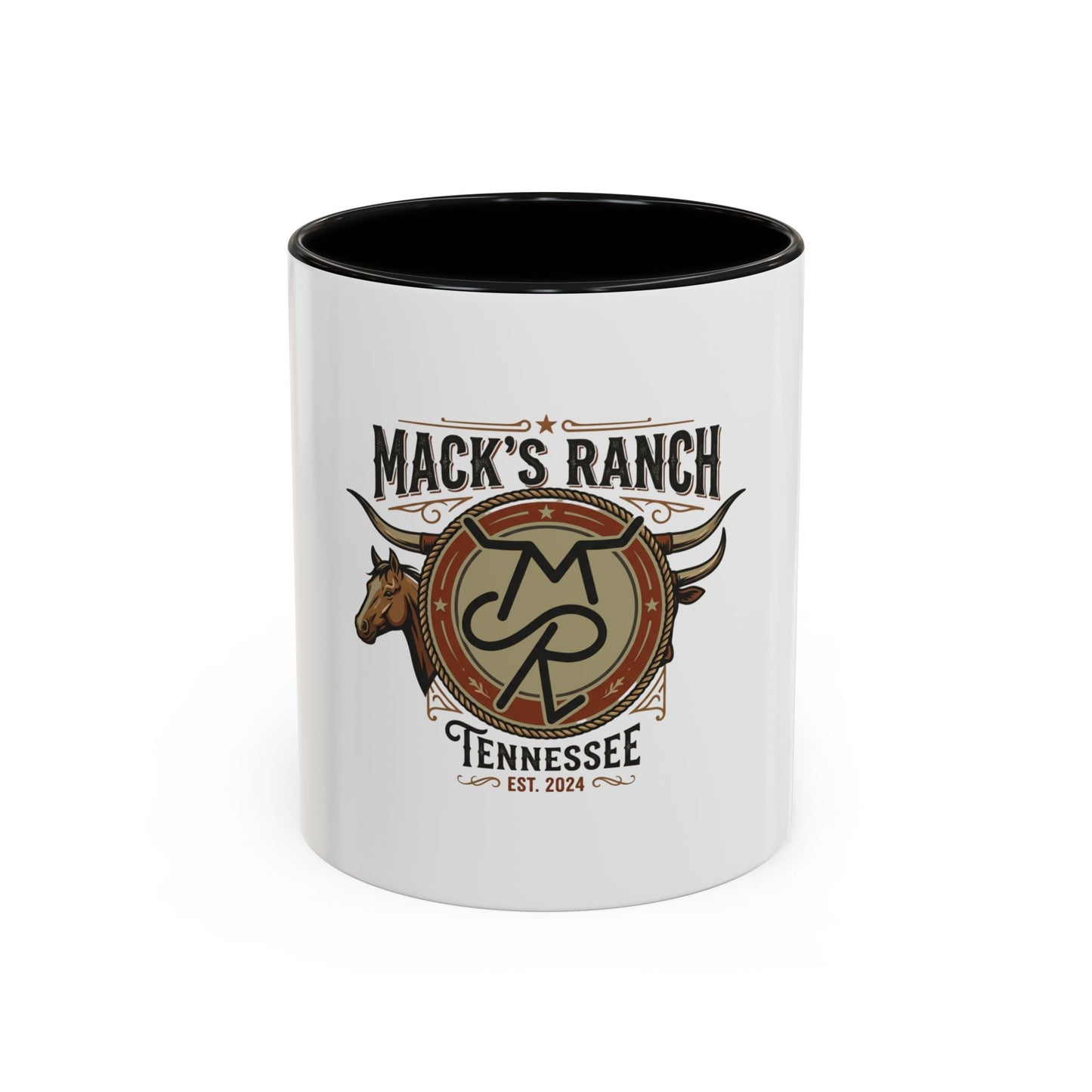 Mack's Ranch Coffee Mug – Western Ranch Logo Accent Mug (11/15oz)