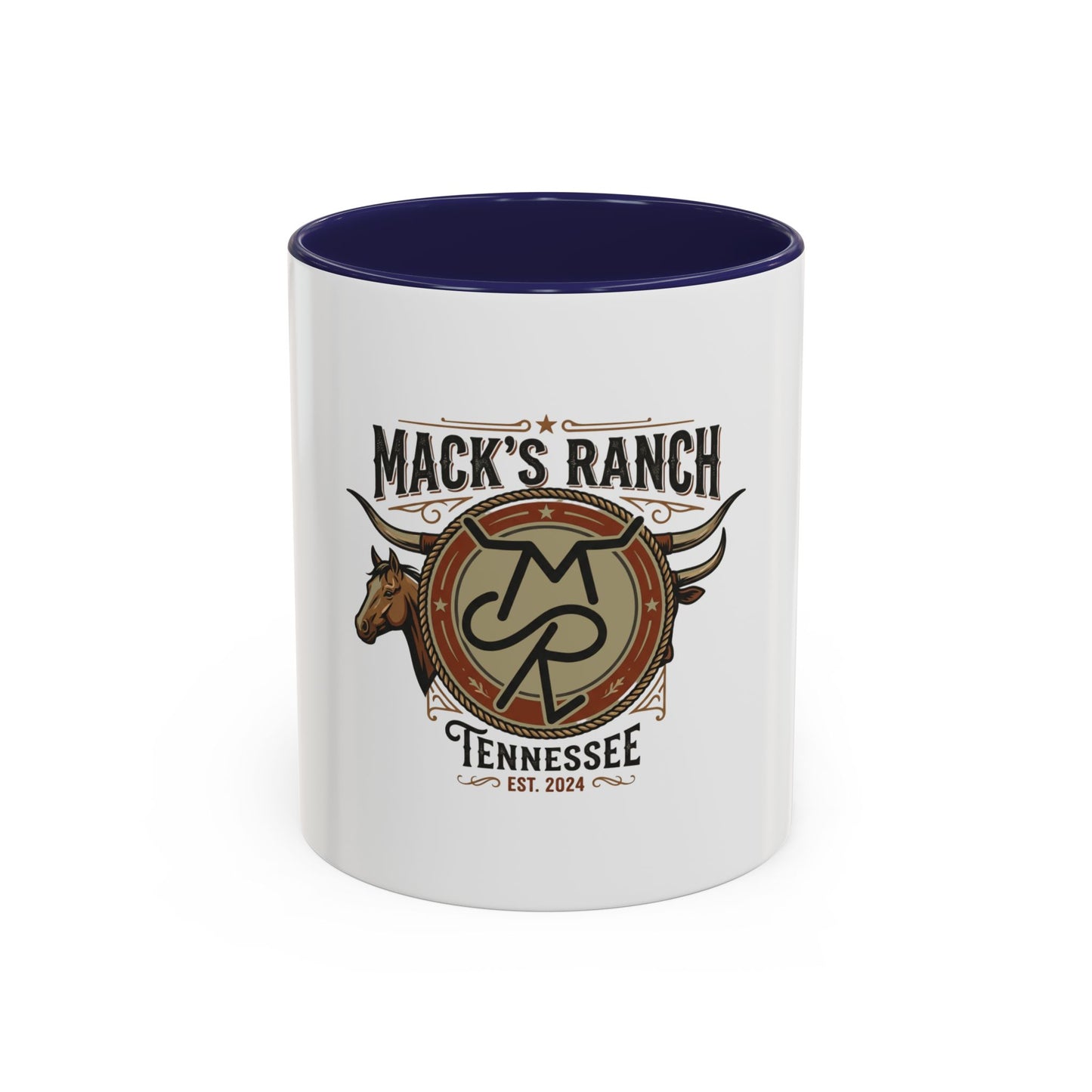 Mack's Ranch Coffee Mug – Western Ranch Logo Accent Mug (11/15oz)