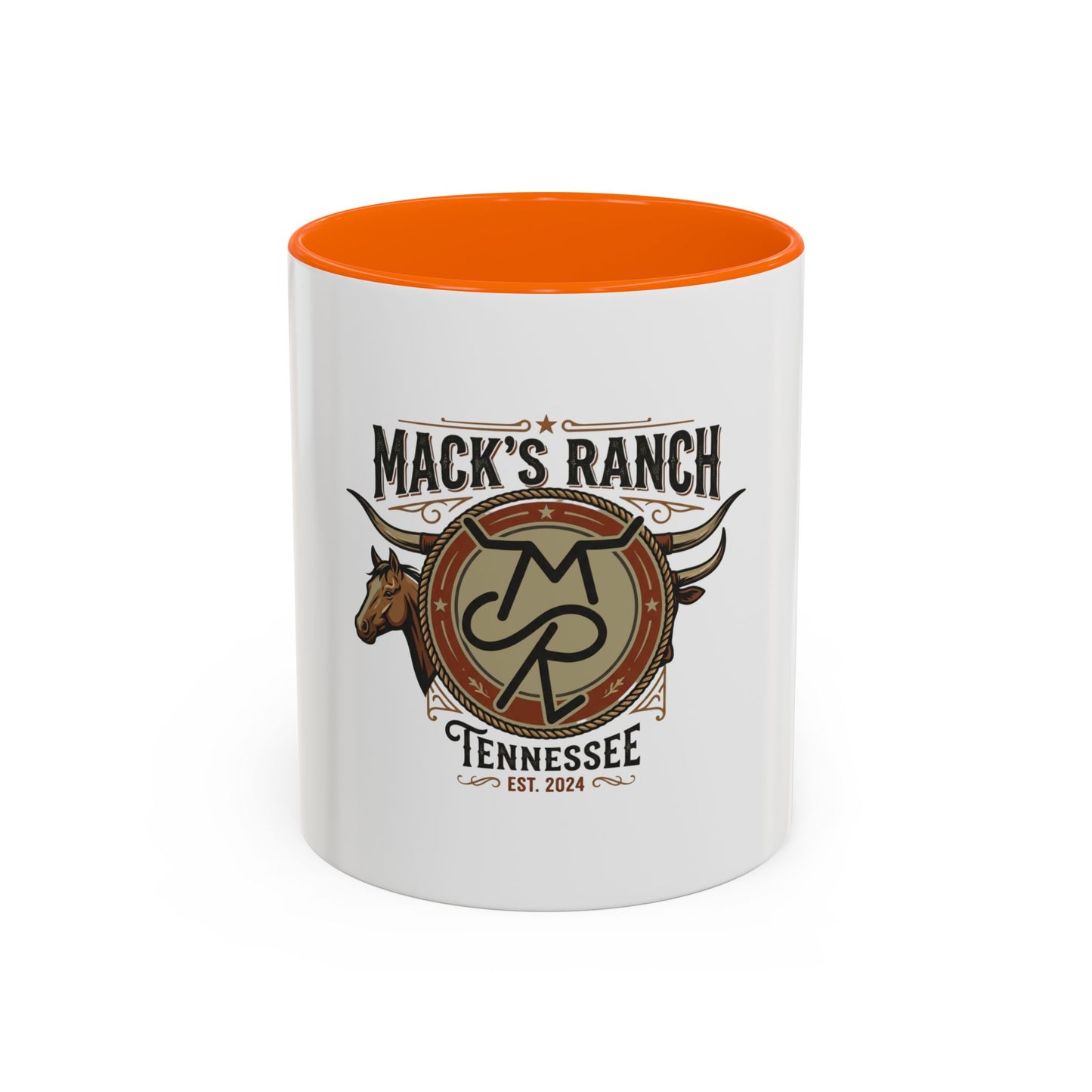 Mack's Ranch Coffee Mug – Western Ranch Logo Accent Mug (11/15oz)