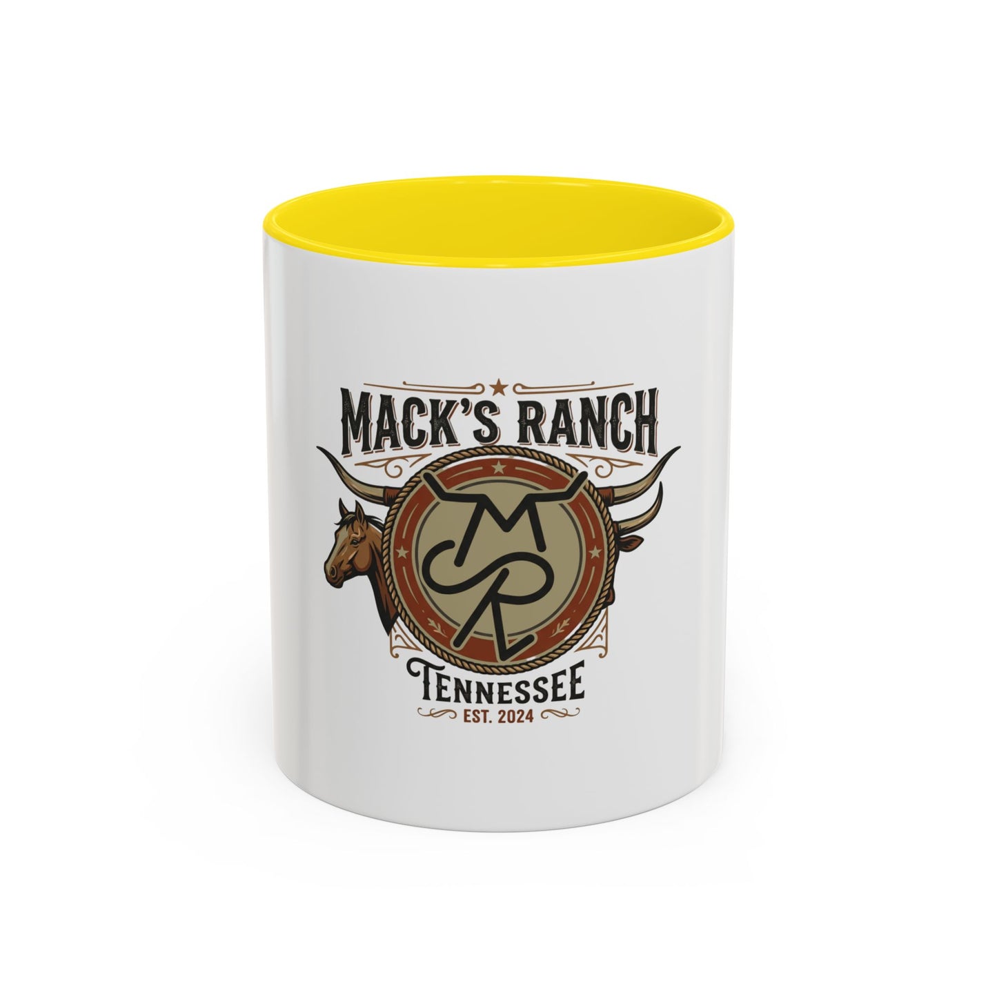 Mack's Ranch Coffee Mug – Western Ranch Logo Accent Mug (11/15oz)