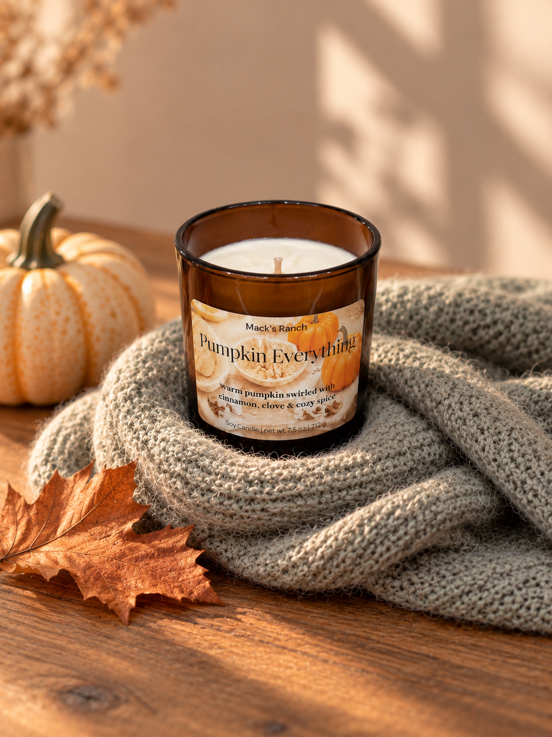Mack's Ranch Pumpkin Everything Scented Soy Wax Candle 7.5 oz